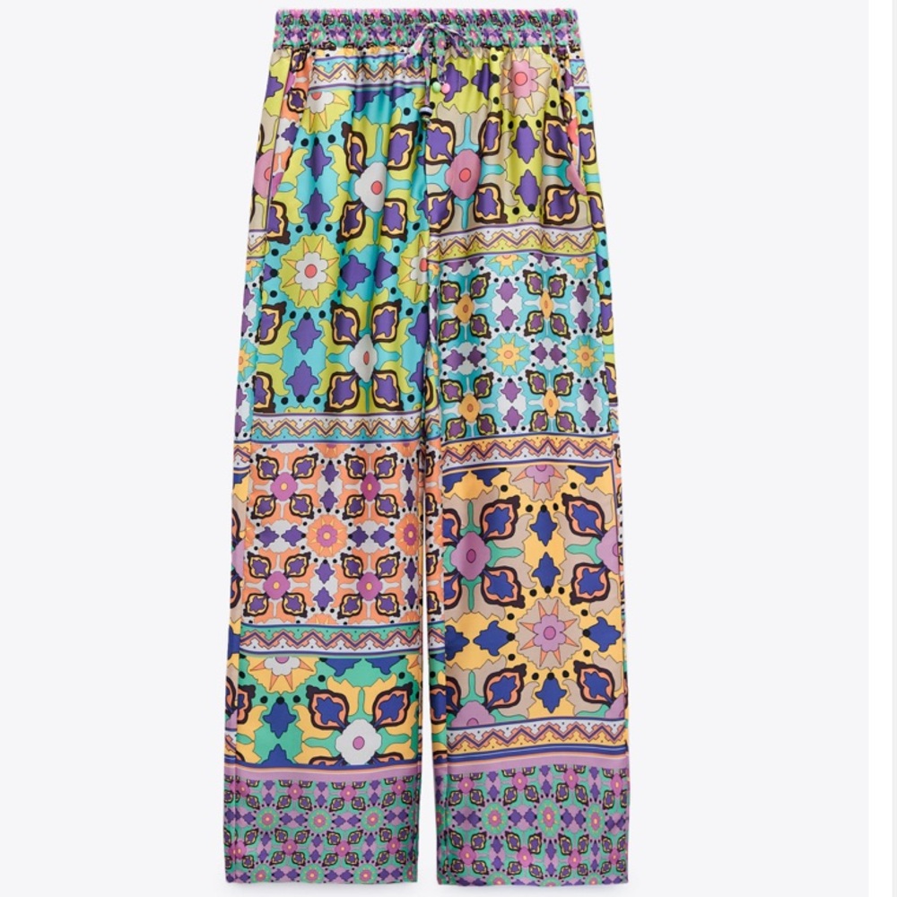 ZARA PRINTED PAJAMA-STYLE PANTS SIZE XS - Picture 4 of 6